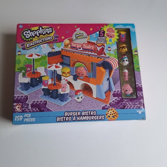 Shopkins kinstruction burger bistro NEW discontinued building blocks 5 figures - Picture 1 of 2